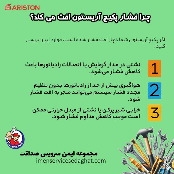 چرا فشار پکیج آریستون افت می کند؟