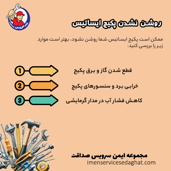 چرا پکیج ایساتیس روشن نمی شود؟