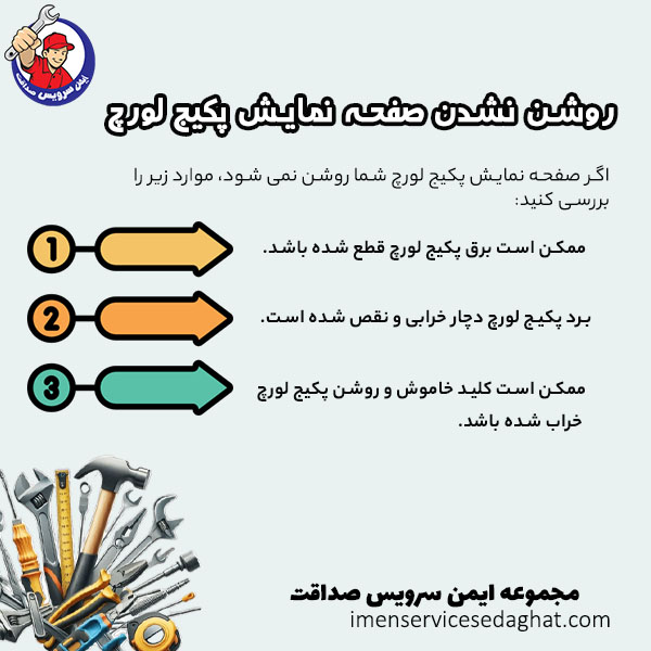 چرا صفحه پکیج لورچ روشن نمی شود؟